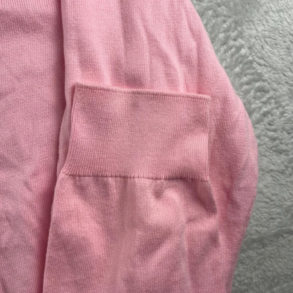 Polo Ralph Lauren Pink Pima Cotton V-Neck Sweater Mens Large Navy Pony Logo